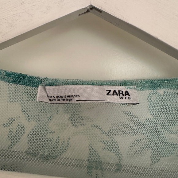 Zara Green Ruffled Sheer Blouse - Picture 3 of 4